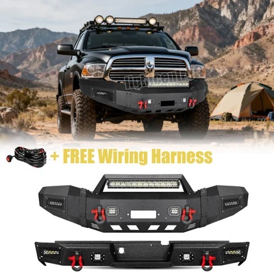 Parachoques delantero trasero para Dodge Ram 2500/3500 2006-2007-2008-2009 con anillos en D + luces Foto 1 de 4