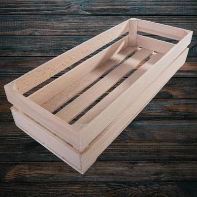 Small Oblong Wooden Crates Decorative Display Box Organisation Basket Plan Wood - Image 1 of 4