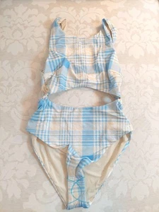 NEW! ASOS Design Side Ring Swim Suit In Check Print US Size 0 - Bild 1 von 9