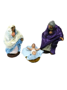 Natività 3Pz in Terracotta Cm10 Vestiti Stoffa Sacra Famiglia Pastori Presepe - Foto 1 di 7