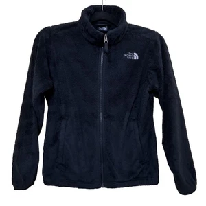 The North Face Fleece Full Zip Sweater Girls L Black Teddy Long Sleeve - Picture 1 of 5