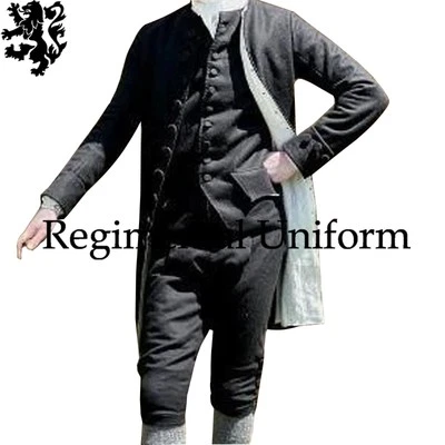 Regency Frock Coat Colonial War Outfit Army Dark Gray Single Breasted Wool Coat - Image 1 of 4