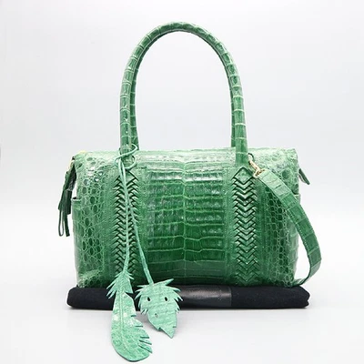 BOLSO DE MANO NANCY GONZALEZ WANNY COLOR VERDE REAL CROCKDILE + CORREA PARA EL HOMBRO 2 VÍAS Foto 1 de 4