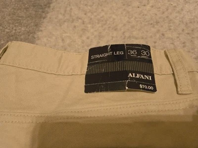 全新 Alfani 36x30 男式卡其色裤子 — 第 1/4 张图片