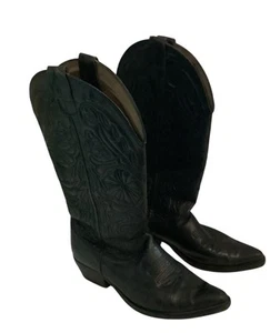 VTG Guess By Georges Marciano Leather Cowboy Boots Women's 7.5 Black - Picture 1 of 7
