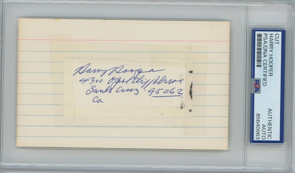 Harry Hooper Cut Index Card Address HOF PSA/DNA Signed Auto Autographed - image 1 of 1