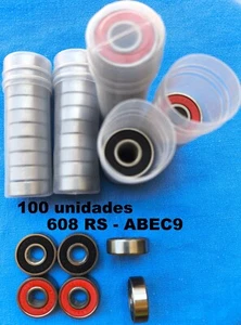100 Rodamientos 608 RS, ABEC 9, patines, skate, scooters, 100 unidades - Imagen 1 de 7