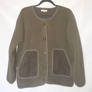 Madewell (Re)sourced Fleece Strickjacke Jacke Damen Gr. L olivgrün weich - Bild 1 von 5