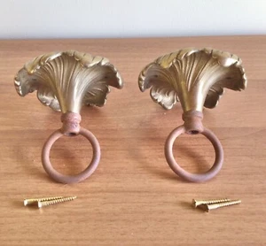 Chandelier ceiling rose pair vintage brass pendant hook plate - Picture 1 of 4