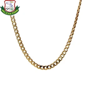 17" Curb Chain w/ White Stone Clasp  14K Yellow Gold 4MM (PBR105783) - Picture 1 of 3