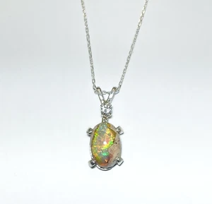 Opal in Matrix mit weißem Topas Akzent Sterlingsilber Anhänger Halskette - Bild 1 von 3