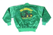 Vintage John Deere Farm Equipment Green Satin Snap Button Jacket Xl Made In Usa!