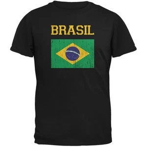 World Cup Distressed Flag Brasil Black Youth T-Shirt - Picture 1 of 1