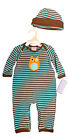 NWT Boys 'n Berries Baby Boy Size 0-3 Months Owl One-Piece with Hat 2PC Set