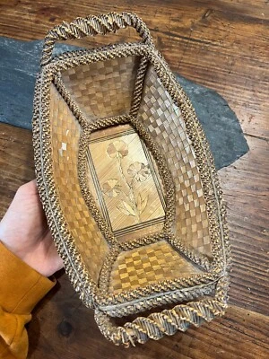 Panière & Vide Poche Marqueterie De Paille XIX Eme - Photo 1/4