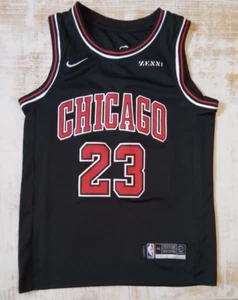 Michael Jordan Chicago Bulls Black Nike Jersey Mens Size 44 NBA Zenni Patch - Picture 1 of 7
