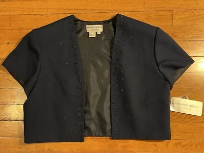 VINTAGE Adrianna Papell Ocasiones Formal Bolero Chaqueta Con Cuentas Para Mujer’s 16 Azul Foto 1 de 4