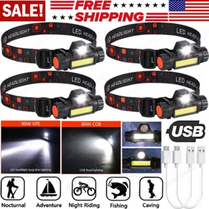 Torcia frontale led usb ricaricabile impermeabile 2 modalità - Foto 1 di 16
