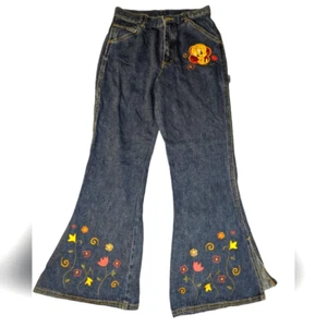 Tweety Bird Looney Tunes 90s vintage flare embroidered jeans - Picture 1 of 12