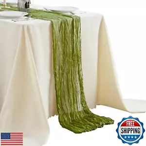 Olive Green Cheesecloth Table Runners 10ft Wide Gauze Table Runners Boho Tabl - Picture 1 of 5