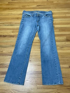 Jeans donna American Eagle bootcut slim denim 5 tasche cotone elasticizzato 14 blu - Foto 1 di 11