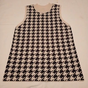 LOFT Outlet Womens Petite Sweater Size SP Black Beige Houndstooth Sleeveless EUC - Picture 1 of 10