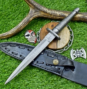 Custom Handmade Damascus Bowie Knife Dagger knife - W/Leather Sheath, SN-3852 - Picture 1 of 10