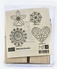 4 Stampin' Up! Retired Polka Dot Punches Rubber Stamp Set with Wood Mounts NEW