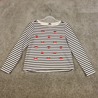 Suéter Betsey Johnson Bordado Beso Labios Rayas S Mujer Pullover Elástico Foto 1 de 4