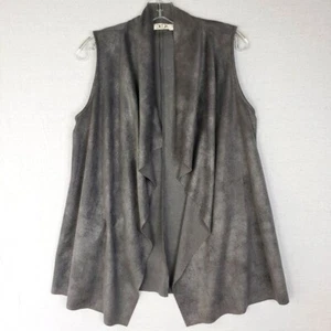 DECA PARIS Sleeveless Vest Cardigan Draped Open Front Gray Lagenlook France US 8 - Picture 1 of 14