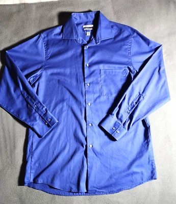 Camisa Van Heusen Para Hombre Talla 15 1/2 Azul Cuello Flexible Abotonada Ajuste Regular Foto 1 de 4