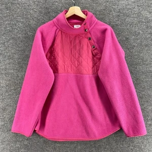 J. Crew Jacket Women L Large Pink Fleece High Neck Long Sleeve Button Casual - Picture 1 of 7