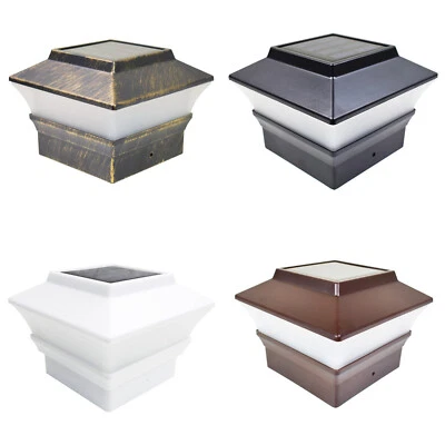 4 Black Bronze Brown White 4 x 4 Solar Post Lights Outdoor Deck Cap Fence Vinyl - Image 1 of 4