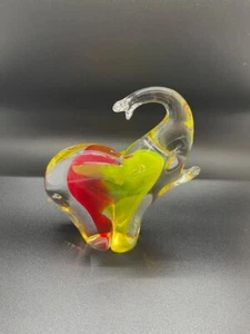 Murano Type Glass Elephant figurine with Red and Yellow core - Bild 1 von 5