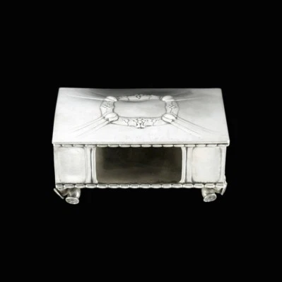 Georg Jensen. Soporte de caja de fósforos de plata de ley. Sellos 1925-32. Foto 1 de 4