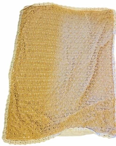 #4353 Crochet Lap or baby blanket tan color with beige trim - Picture 1 of 11