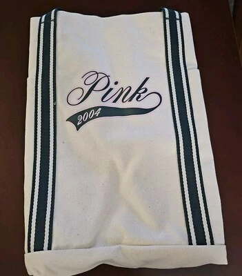 Bolso de Viaje Victorias Secret ROSA Grande Crema Beige Lona Bolso para Libros 2004 Nuevo con Etiquetas Foto 1 de 4