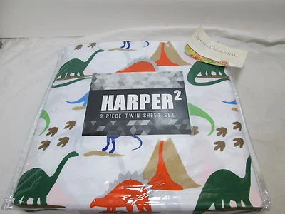 NUEVO Juego de sábanas dobles Harper 2 DINOPARK NOVELTY ~ verde, azul, marrón, naranja, gris Foto 1 de 4