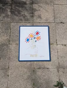 Picasso (d'après) Bouquet de la Paix, Affiche Lithographique Encadrée 62x53 cm - Foto 1 di 8
