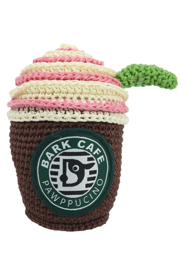 Juguete chirriante de ganchillo de algodón para limpieza de dientes de perro para perros pequeños - Café  Foto 1 de 4