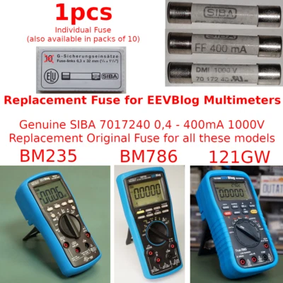 1 pcs EEVBlog Multmeter Replacement Genuine SIBA Fuse 400mA 7017240 0,4 1000V