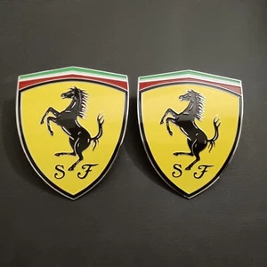 Ferrari Fender Shield Emblem Badge Fit 430 458 488 599 812 California Roma 2PCS - Picture 1 of 4