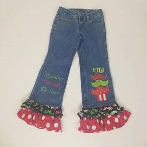 Faded Glory Adjustable Waist Custom Holiday Denim Jeans Size 5 - Picture 1 of 7