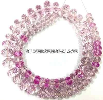 AAAA+ Extremely Beautiful Pink Sapphire Faceted Rondelle Beads Necklace 14" - Image 1 of 4