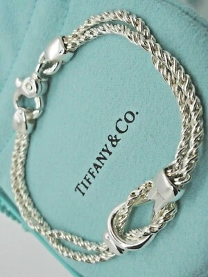 Pulsera Tiffany & Co. Plata Esterlina 7.75" Cuerda Nudo Amor y Caja Bolsa Tiffany Foto 1 de 4