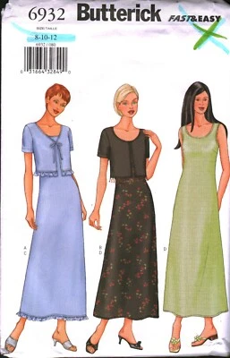 6932 Vintage Butterick SEWING Pattern Misses Semi Fitted Top Dress Easy 8 - 12 - Image 1 of 2