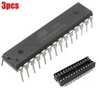 3Pcs ATMEGA328P-PU ATMEGA328P DIP28 Microcontroller Atmel+ Dip Socket New Ic kp