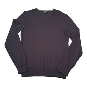 Maglione Hugo Boss maglia uomo piccolo slim nero scollo a V manica lunga lana vergine - Foto 1 di 14