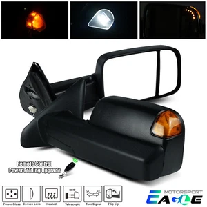 For 2009-2018 Dodge Ram Power Folded Telescopic Amber Signal Towing Mirrors - Imagen 1 de 7