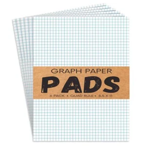Graph Paper Pad Graphing Paper Graph Paper Pads 8.5 x 11 Quad Ruled 50 Sheets... - Picture 1 of 6